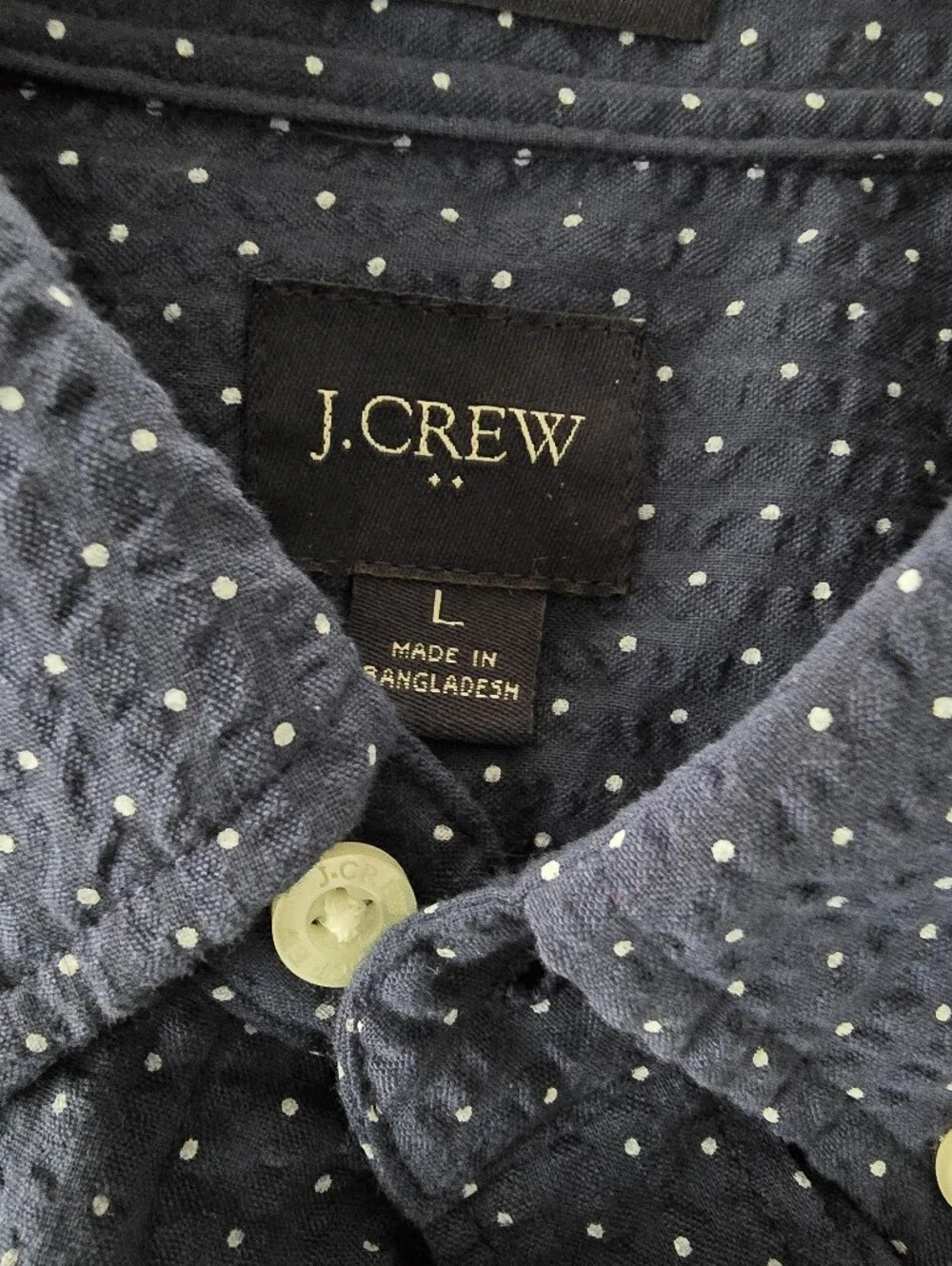 J. Crew Navy Button-Down Shirt with Micro Dot Pattern